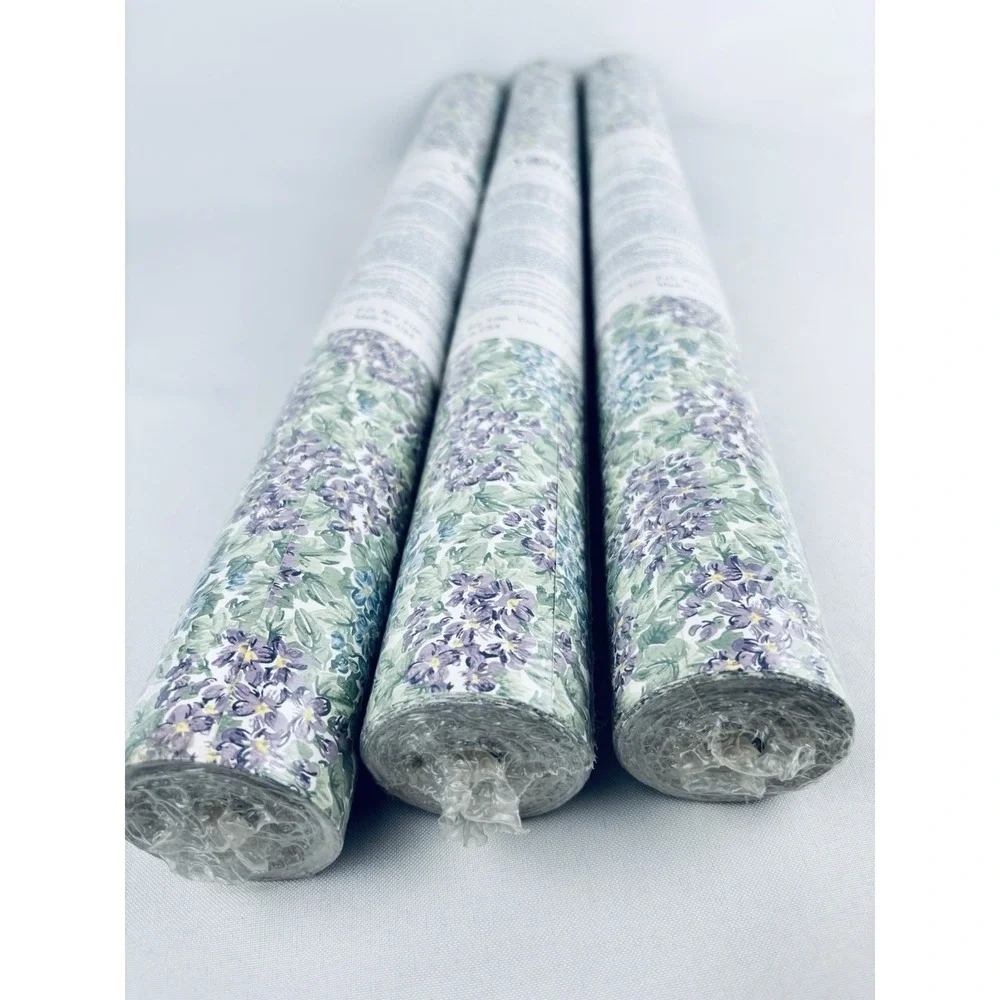 Vintage York Wallpaper WW 5117 R7 - 3 Double Rolls Beautiful Blue Purple Floral